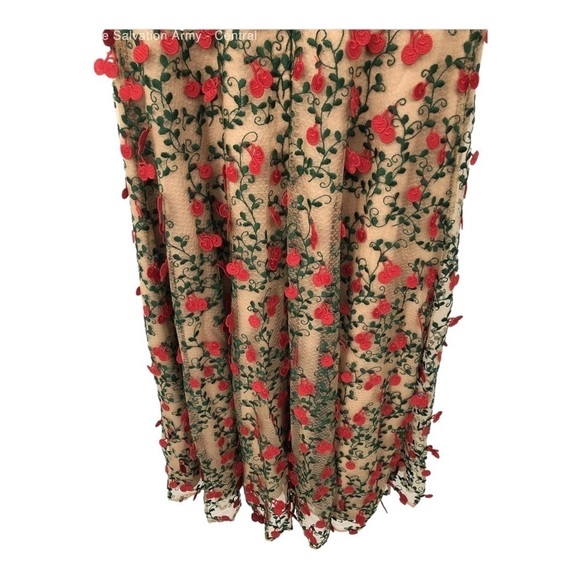 NWT DRESS THE POPULATION Janice Romantic Nude Floral Embroidered Midi Dress XS - Picture 12 of 16